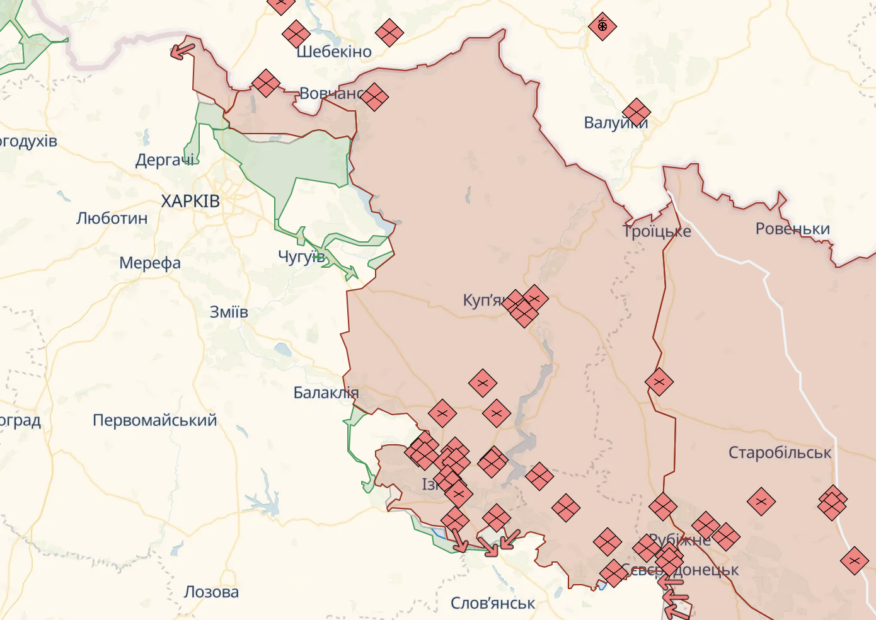 Окуповані території Харківської області, 6 вересня 2022 року / Знімок з екрана сайту deepstatemap.live