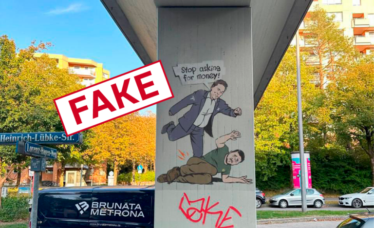 Фейк. «Досить випрошувати гроші»: графіті з Ілоном Маском та Зеленським у Німеччині