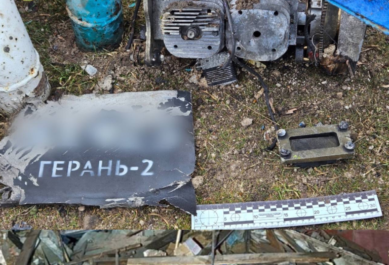 Prosecutors Show Wreckage of Russian Drones Used to Attack Kharkiv Oblast
