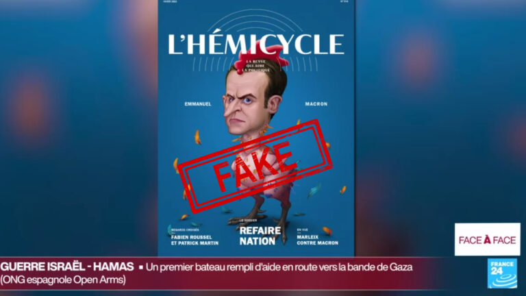 Фейк. В ефірі каналу France 24 обговорювали обкладинку «L’Hémicycle» з Макроном в образі обскубаного півня