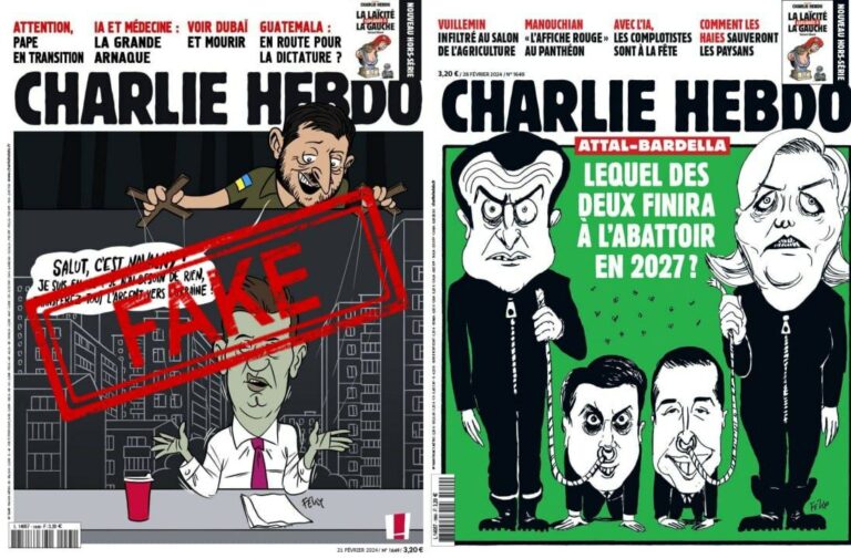 Фейк. Charlie Hebdo зобразили на обкладинці Навального, яким керує Зеленський