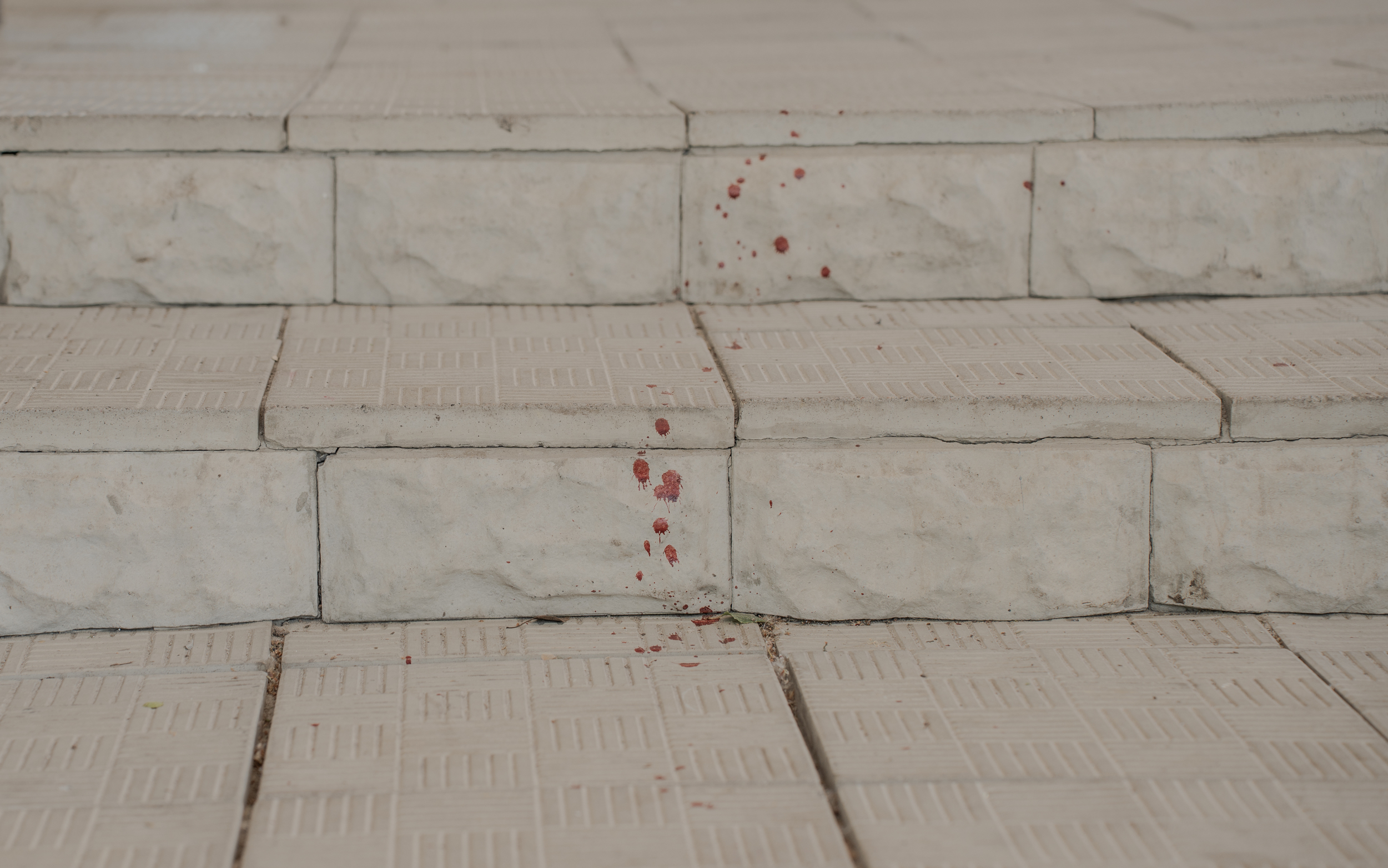 Blood on the stairs to the school. Russia strike the school's stadium in Kharkiv on May 8, injuring seven, including four children