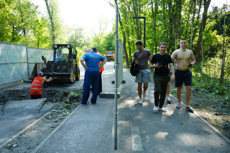 In Photos: City workers clean up aftermath of Russian drone attack on Kharkiv that injured 5