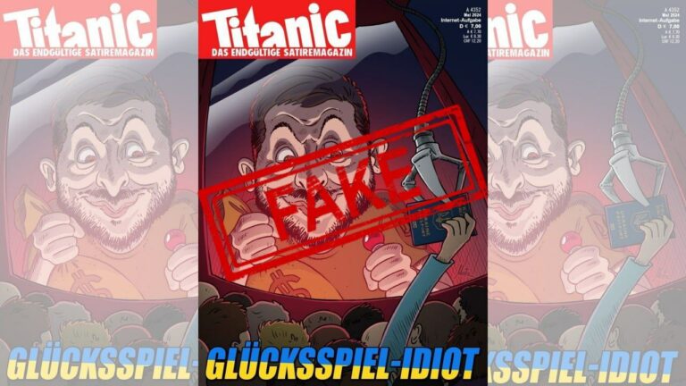 Фейк. «Азартний недоумок»: німецький сатиричний журнал «Titanic» висміяв Зеленського