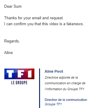 Спростування від TF1 Group фейкового відео про відсторонення французьких поліцейських-мусульман від супроводу олімпійського вогню