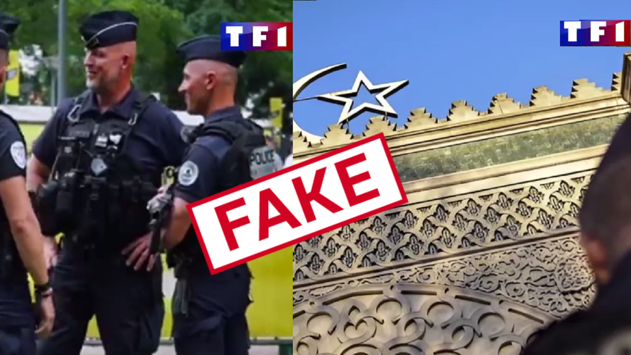 Постер до фейкового відео про відсторонення французьких поліцейських-мусульман від супроводу олімпійського вогню