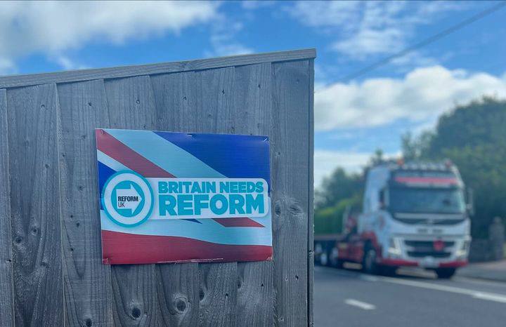Advertisement for Reform UK party in the Isle of Wight in England, July 2 / Photo: Brian Dooley