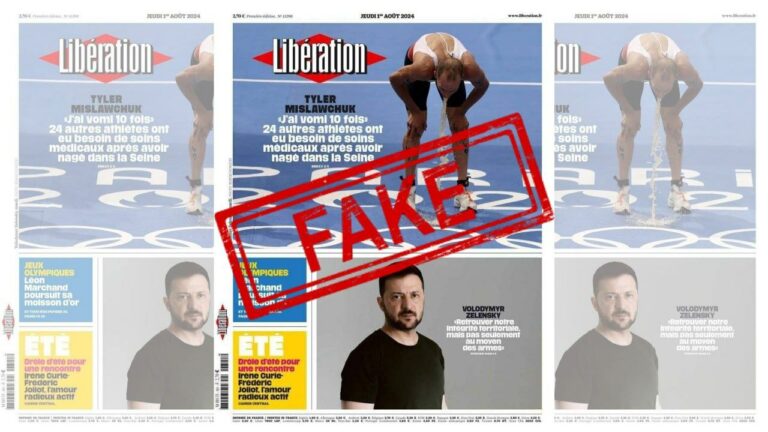 Фейк. Французька газета Libération розмістила на передовиці Зеленського під спортсменом, якого нудить