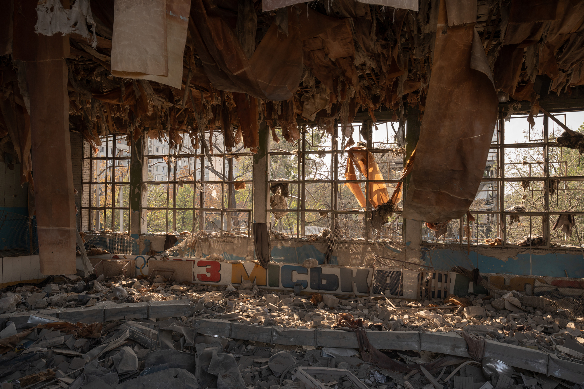 Aftermath of Russian attack on a largest sport complex in Kharkiv on September 1 / Photo: Hnat Holyk for Gwara Media