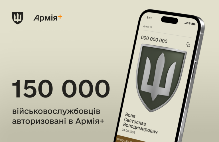 150 тисяч військових успішно пройшли авторизацію у застосунку Армія+