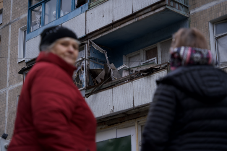 Russian drone damages building in Kyivskyi district of Kharkiv 