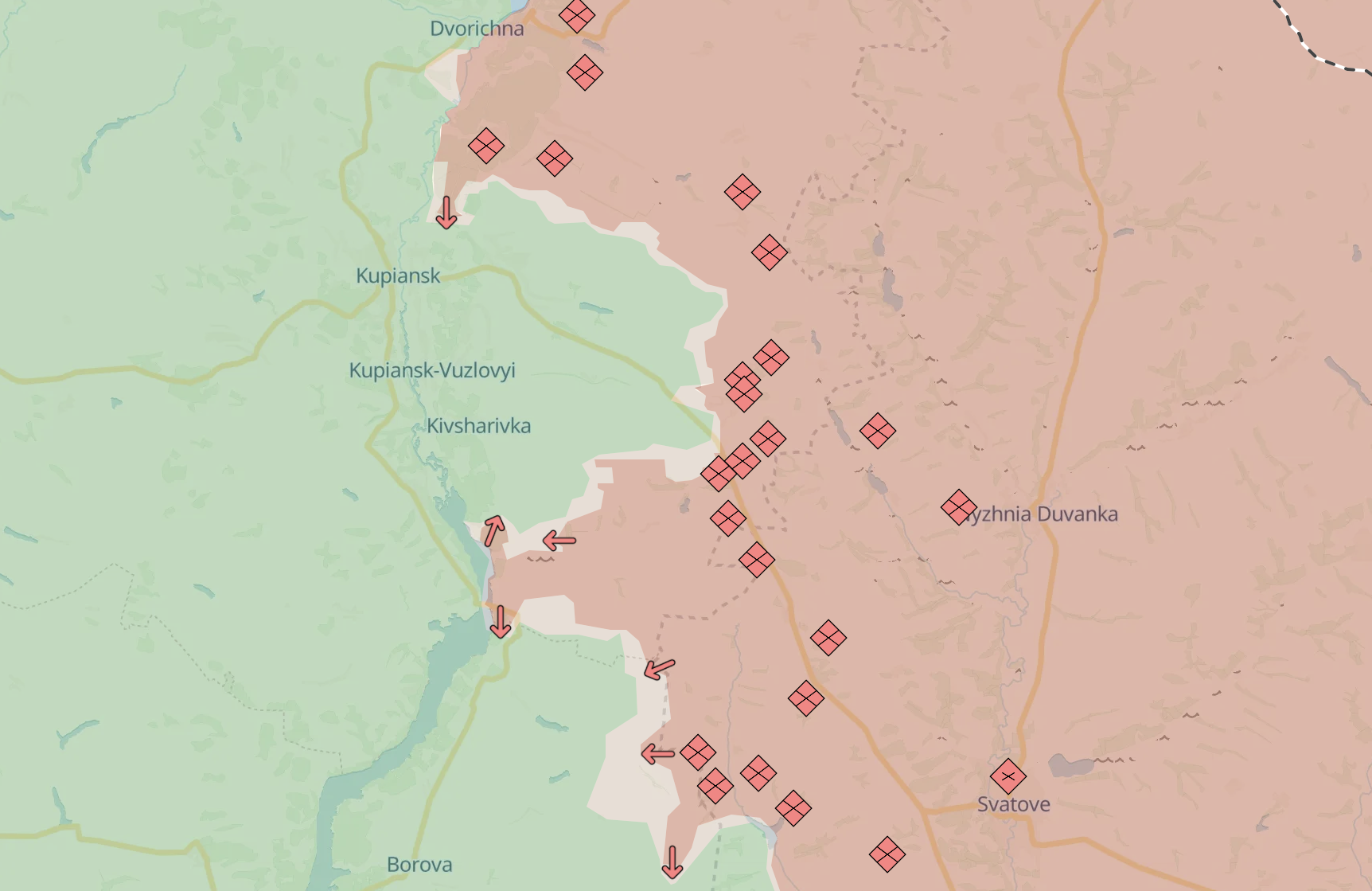 Frontline on the left bank of the Oskil River on December 10, 2024 / Source: DeepStateMap