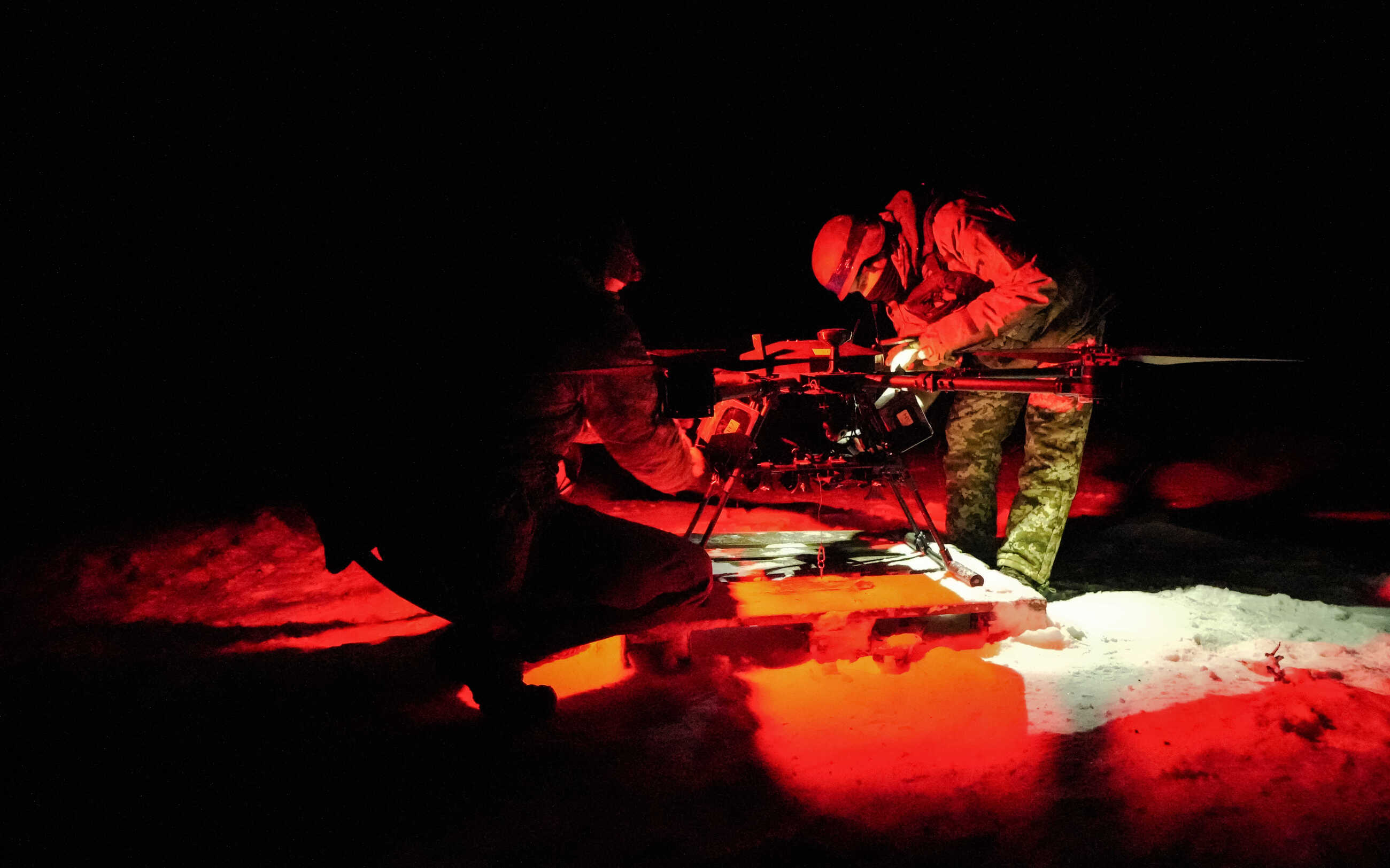 Fighters of Achilles drone battalion on a combat mission in Donetsk Oblast. January 2024 / Photo: Denys Klymenko, Gwara Media