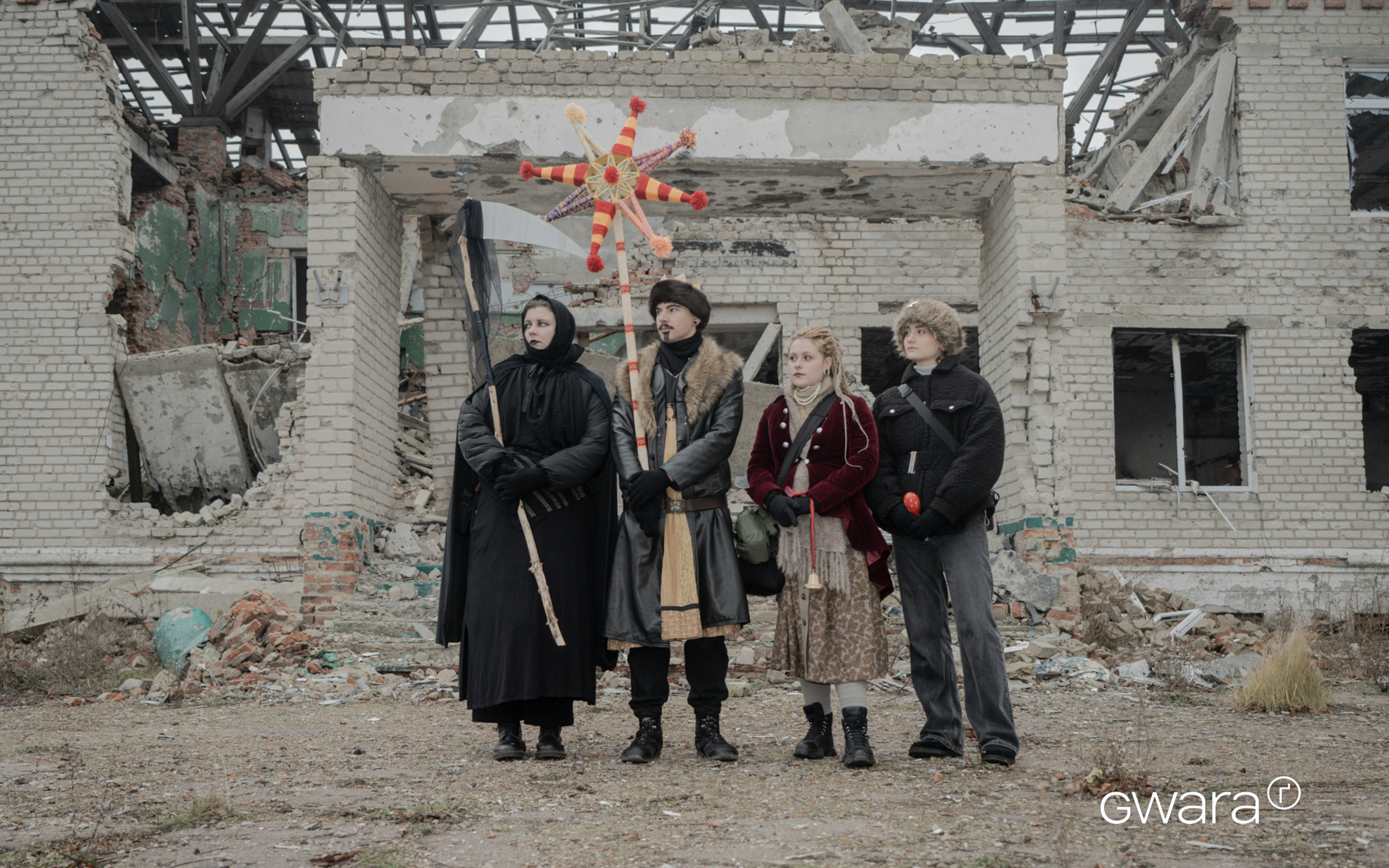 Carolers who sing to people of liberated Kharkiv Oblast villages on Christmas, December 2024 / Photo: Ivan Samoilov, Gwara Media