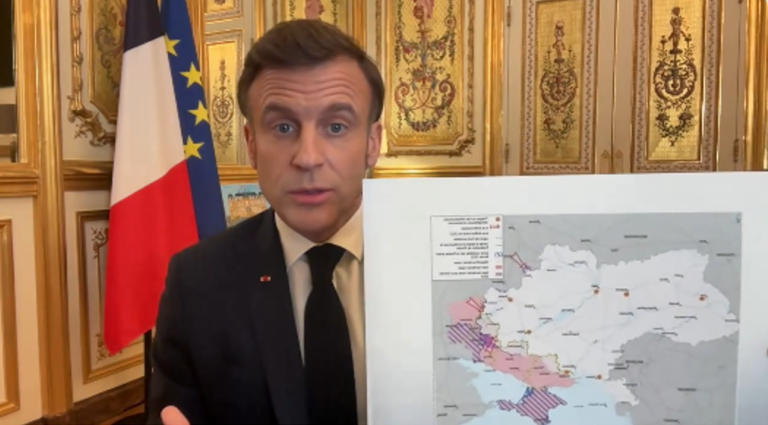 Debunking Russian fakes. No, Macron didn’t show map of Ukraine upside down during live Q&A 