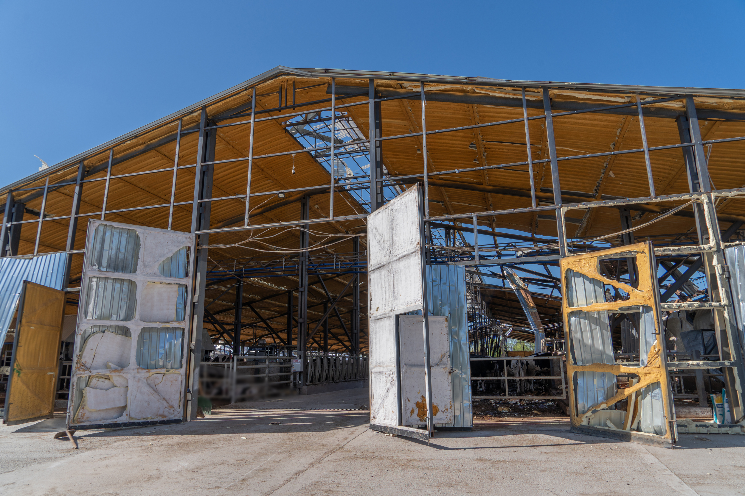 Damaged cowshed after Russian attack on April 28