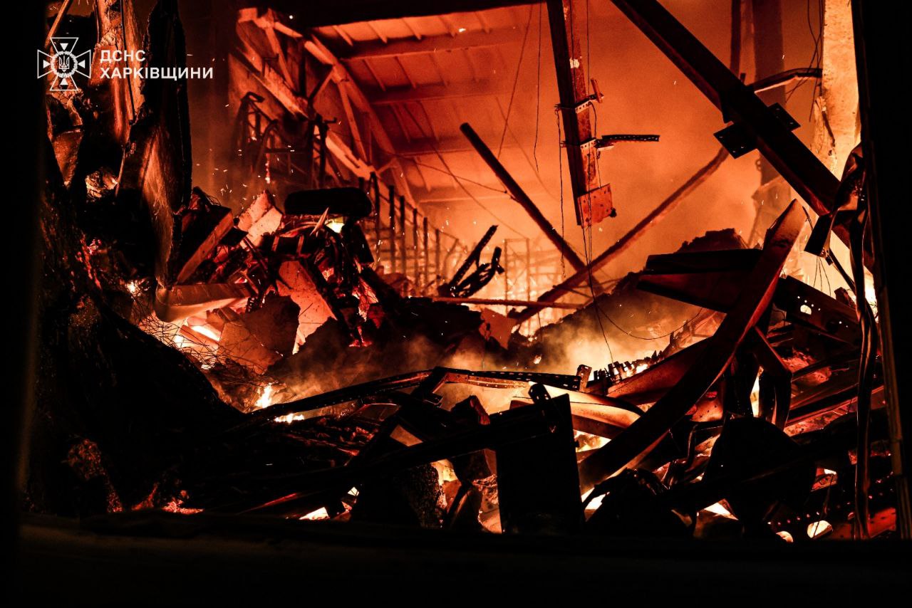Fire at the private company in Vasyshcheve settlement caused by Russian attack on May 26