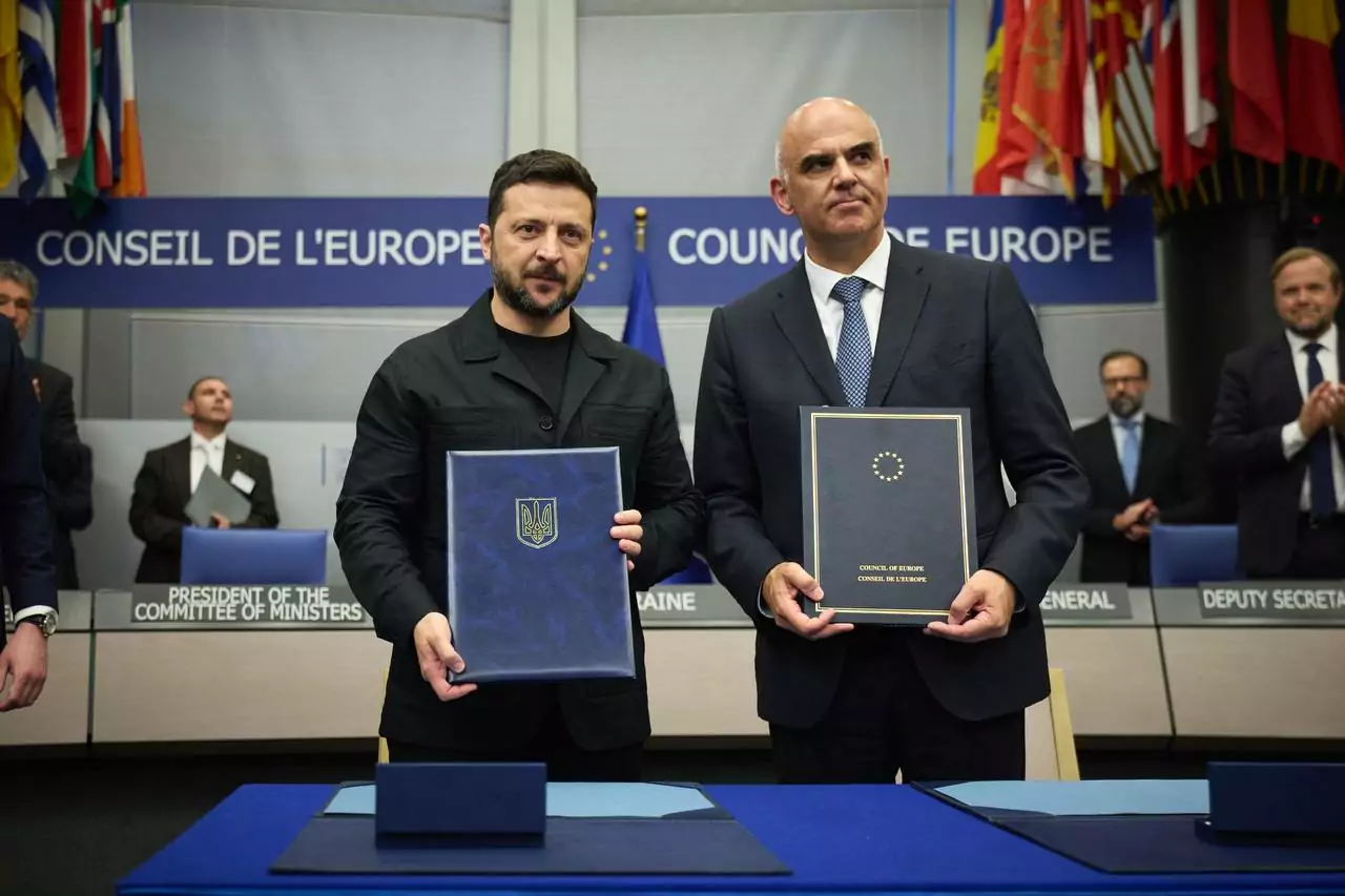 Volodymyr Zelenskyy, President of Ukraine, and Alain Berset, Secretary General of the Council of Europe