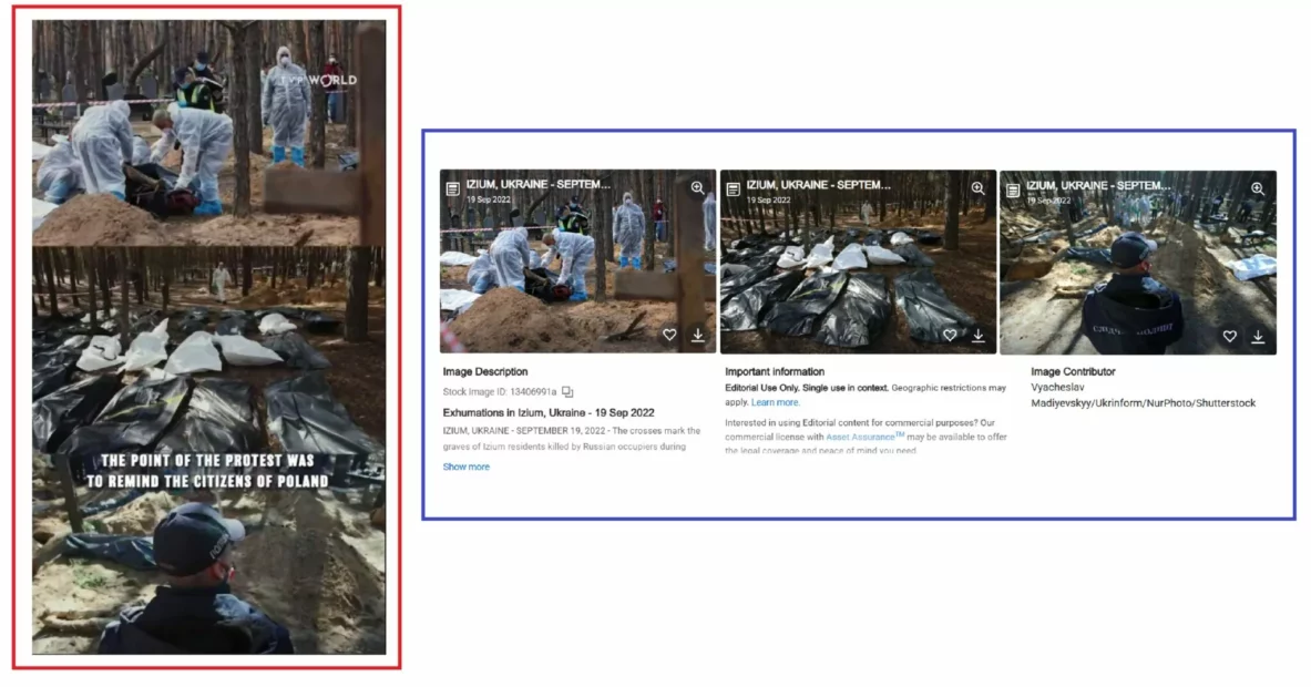 зображення до посту: Debunking Russian fakes. No, TVP World didn’t report on Ukrainian being guilty of exhumation of 420 bodies in Poland