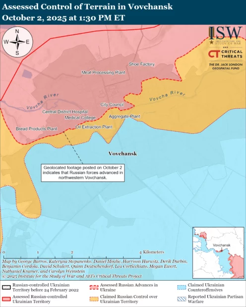 Geolocation footage of the Russian advances published on Oct. 2  / Source: ISW