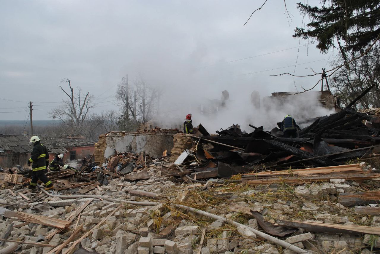 House destroyed by Russian shelling of Chuhuiv district on Nov. 7