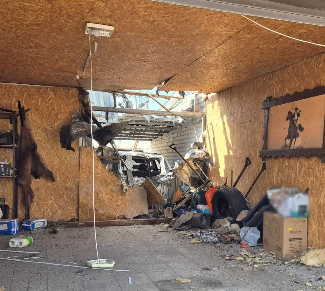 A hole in the wall in the aftermath of Russian attack on Kharkiv