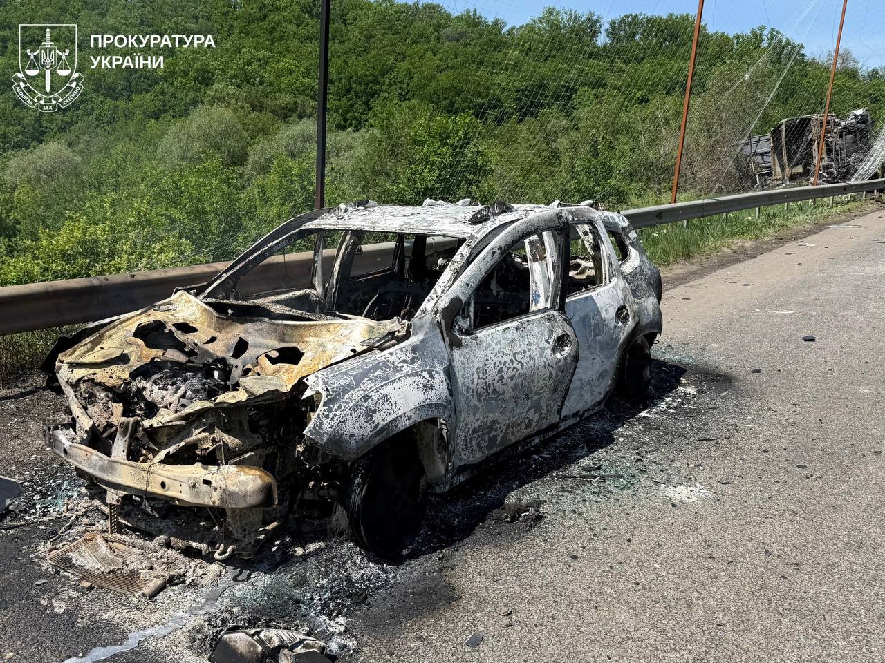 Damaged police car after Russian FPV drone attack