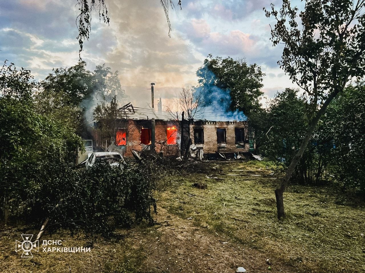 Damaged house in Lozova