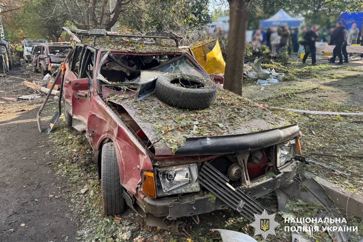 Damaged car in Kharkiv oblast