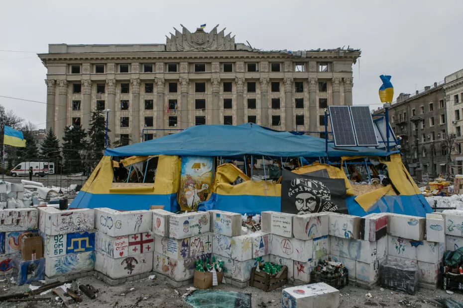 A volunteer tent in the center of Kharkiv