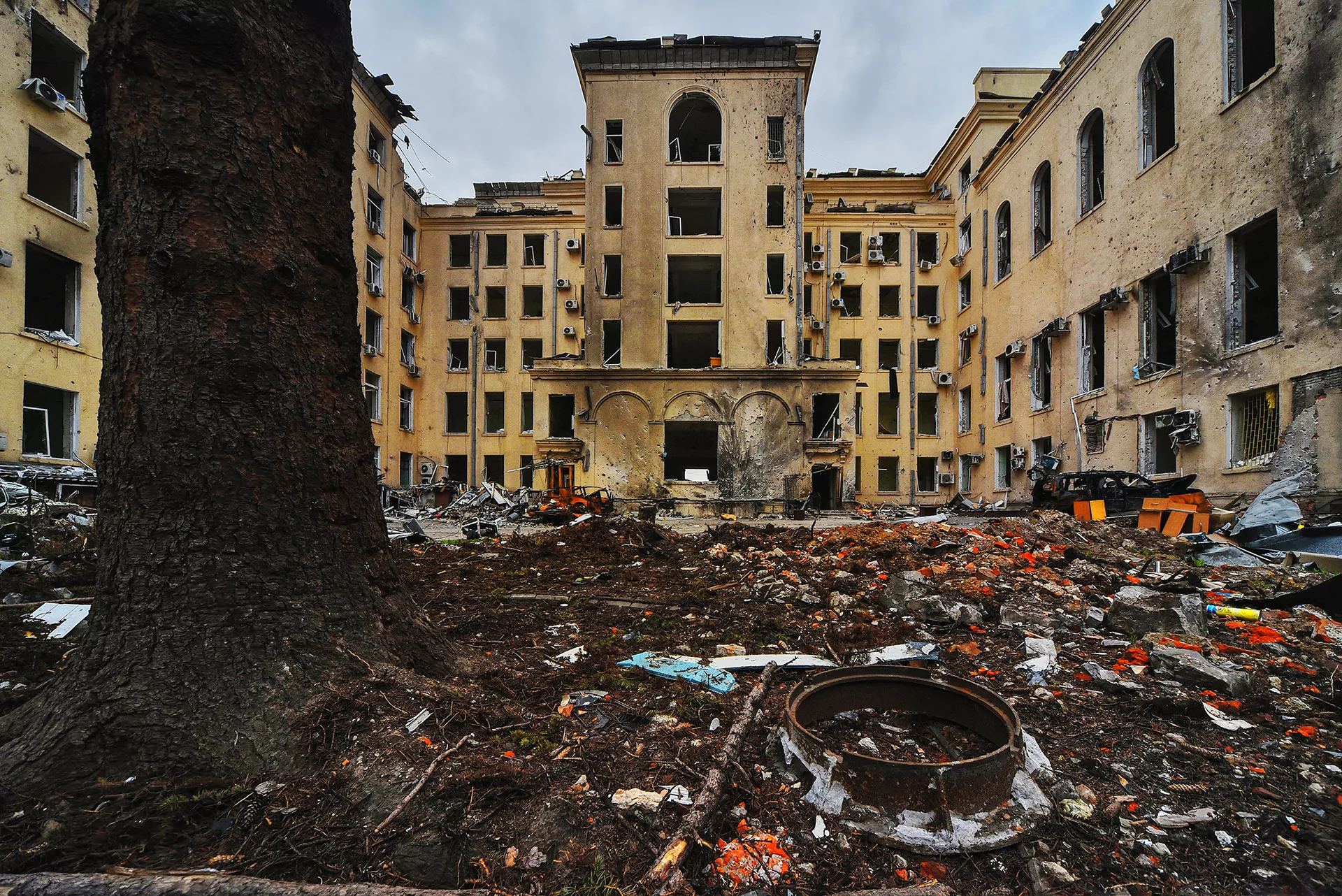 Freedom square in Kharkiv after the all-out Russian invasion