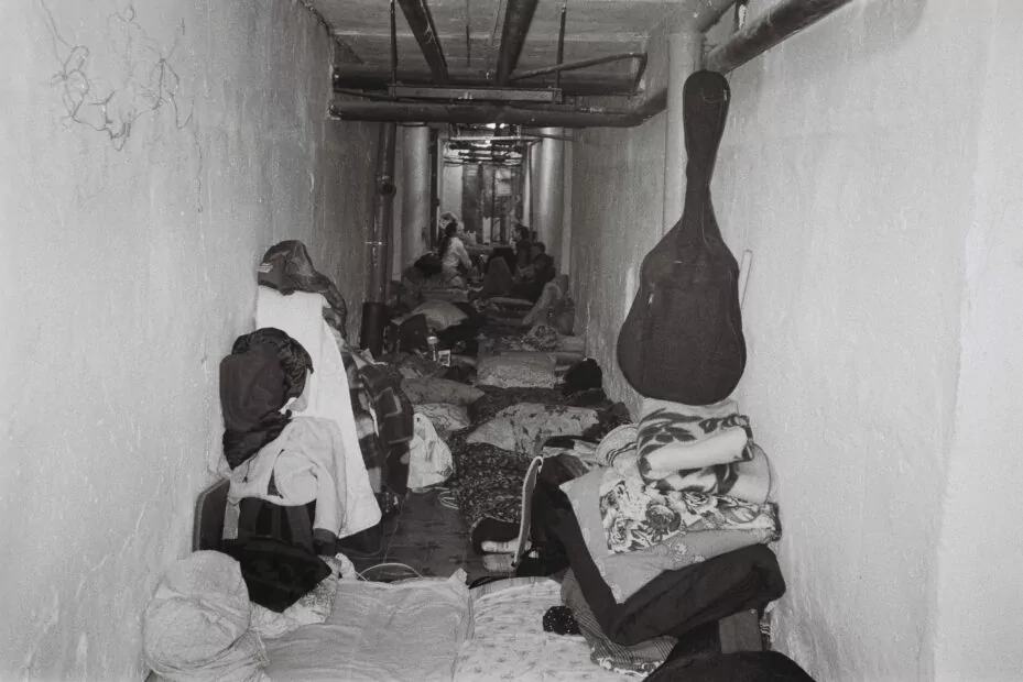 Ukrainian war footage bomb shelter