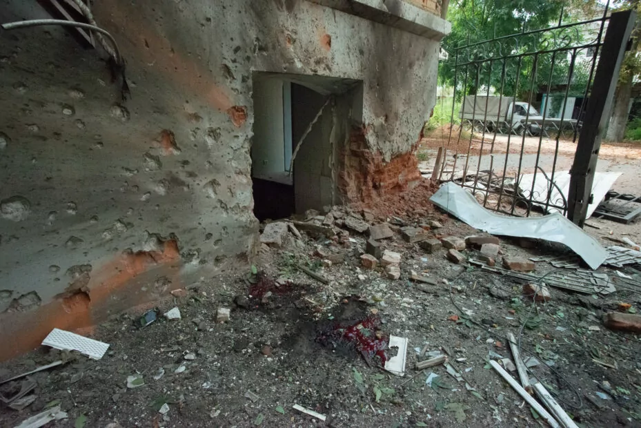 Ukrainian war footage after Russian shelling