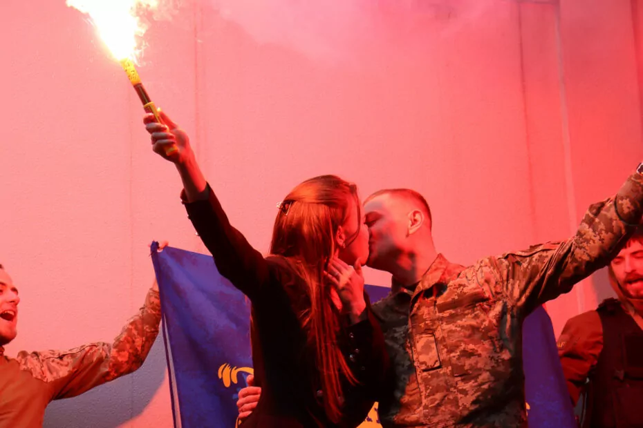 Ukrainian war footage wedding
