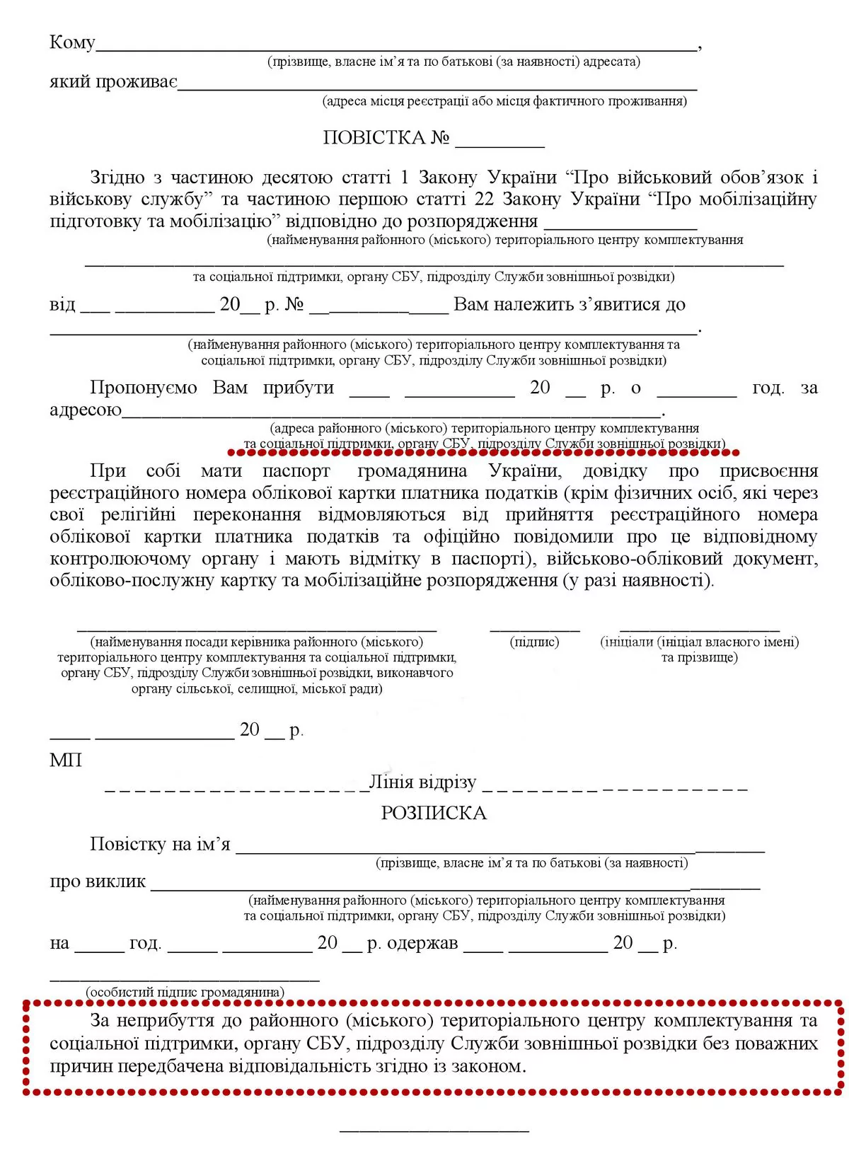 Повістка нового зразка 2023