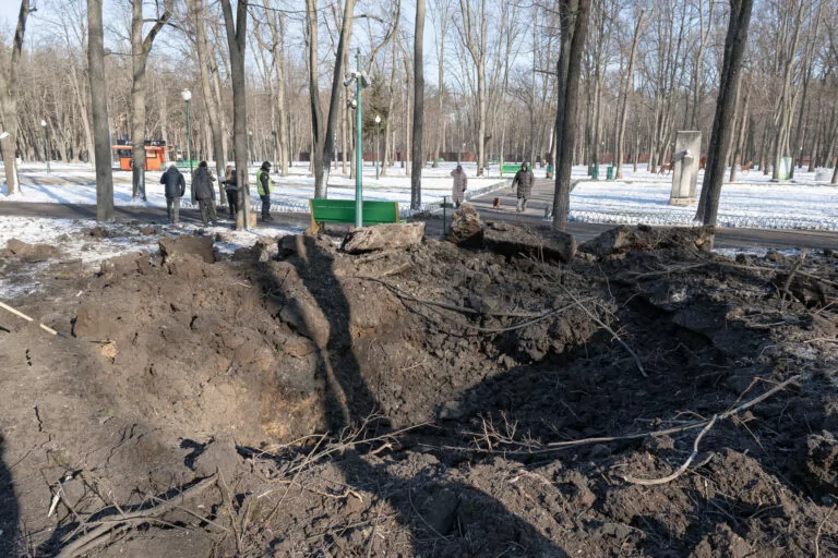 Russian Missile Hits Kharkiv Central Park