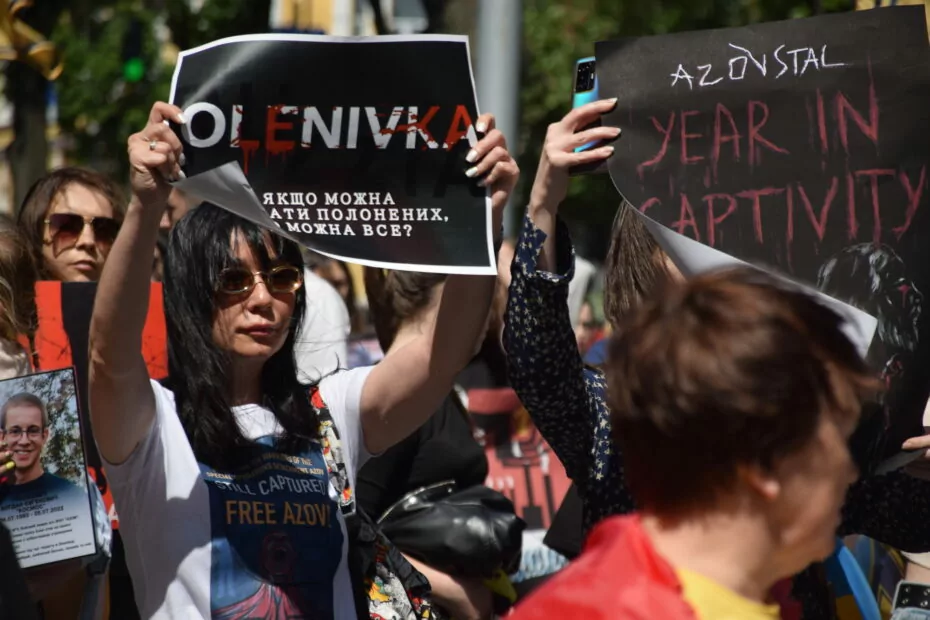зображення до посту: One Year in Captivity: Kyiv Holds Rally to Commemorate Release of Defenders from Azovstal