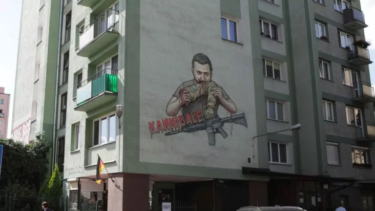 Фейк. Графіті з Зеленським-канібалом у Берліні