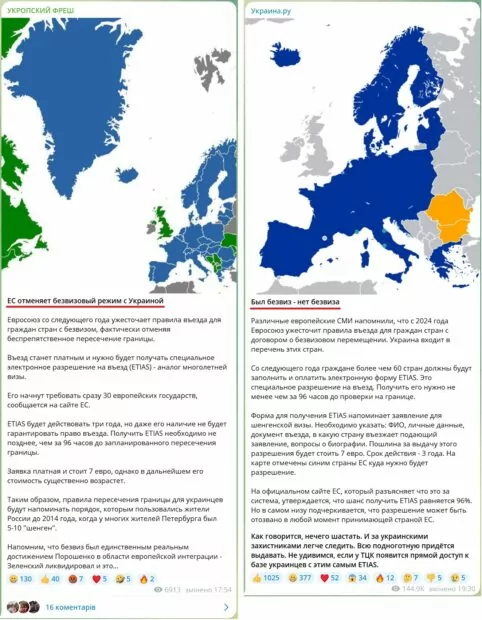 зображення до посту: Маніпуляція. З першого грудня в’їзд для українців в країни ЄС стане платним