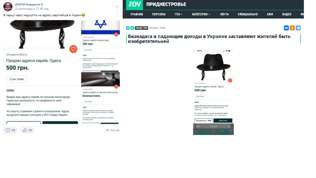 зображення до посту: Фейк. На OLX продають «адреси євреїв»