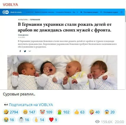 зображення до посту: Фейк. Deutsche Welle: «В Німеччині українки стали народжувати дітей від арабів»