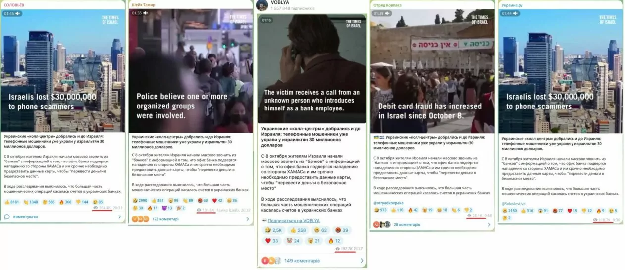 зображення до посту: Debunking Russian Fake. Phone Scammers from Ukraine Defraud Israelis of $30 Million