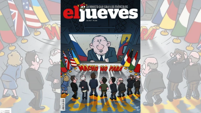 Фейк. «Мачо не зупинити»: Обкладинка іспанського El Jueves з Путіним, Зеленським та лідерами НАТО