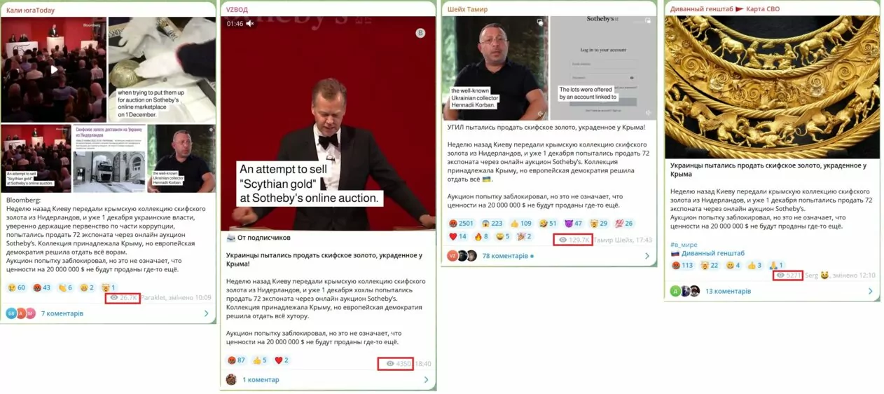зображення до посту: Фейк. На аукціоні «Sotheby’s» Україна намагалася продати «скіфське золото»