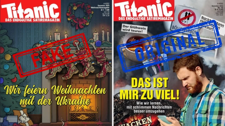 Debunking Russian Fakes. No, German Magazine Titanic Didn’t Make a Christmas Cover With “Severed Legs” of Ukrainian Soldiers