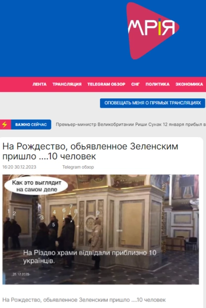 зображення до посту: В Україні на Різдво за новоюліанським календарем храми відвідало всього декілька людей, а у Польщі українці отримують повістки. Фейкотня 15.01 – 21.01