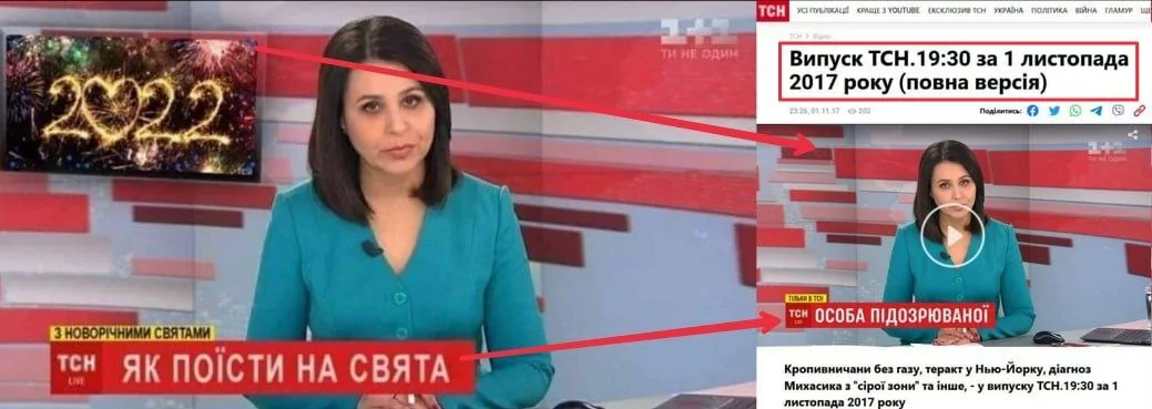 зображення до посту: Фейк. В новинах на українському телебачені закликали українців «не їсти на новорічні свята»