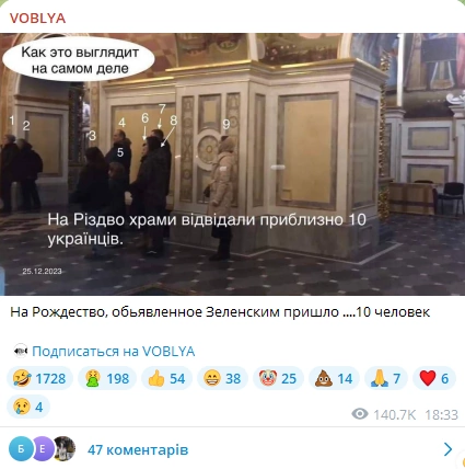 зображення до посту: В Україні на Різдво за новоюліанським календарем храми відвідало всього декілька людей, а у Польщі українці отримують повістки. Фейкотня 15.01 – 21.01