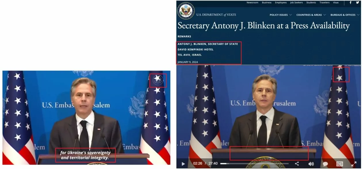 зображення до посту: Фейк. У Держдепі США в титрах до відео вказали Путіна Президентом України