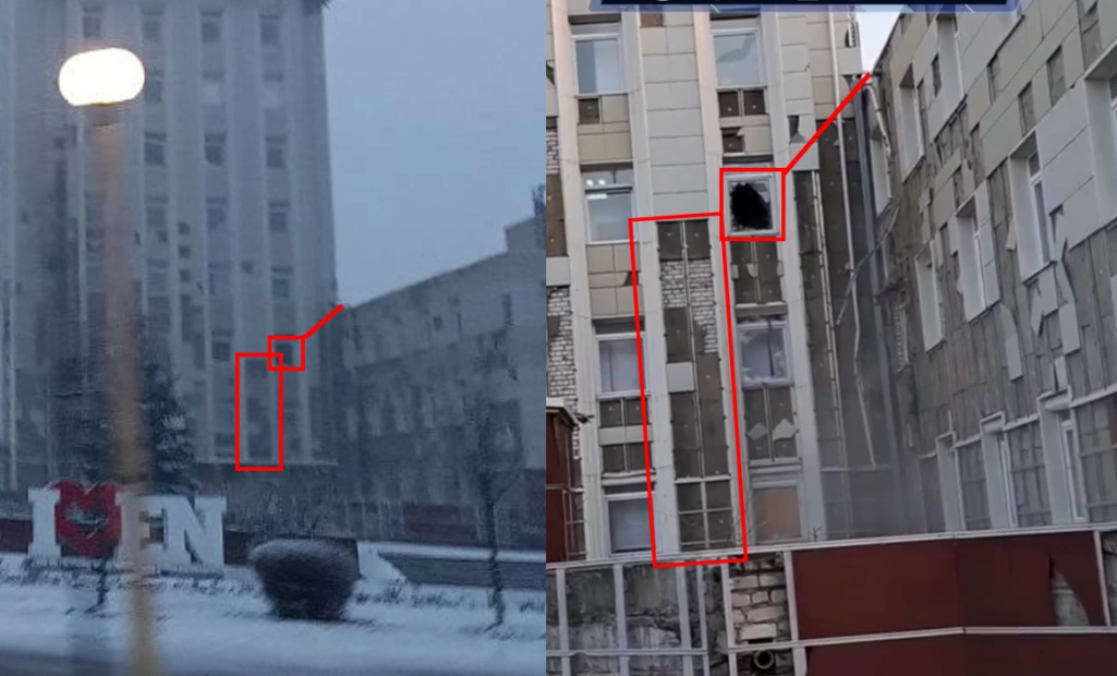 зображення до посту: Чи відбулася атака? Аналіз лютневого відео з атаки дронів по тимчасово окупованому Енергодару